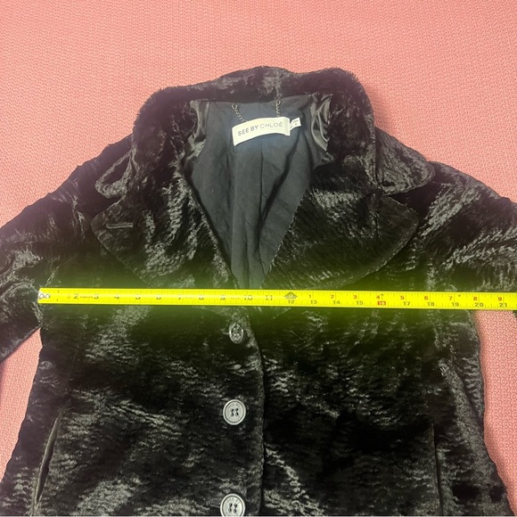 See by Chloe black fur jacket Black Textured Jacket women’s size 8 - Picture 7 of 11